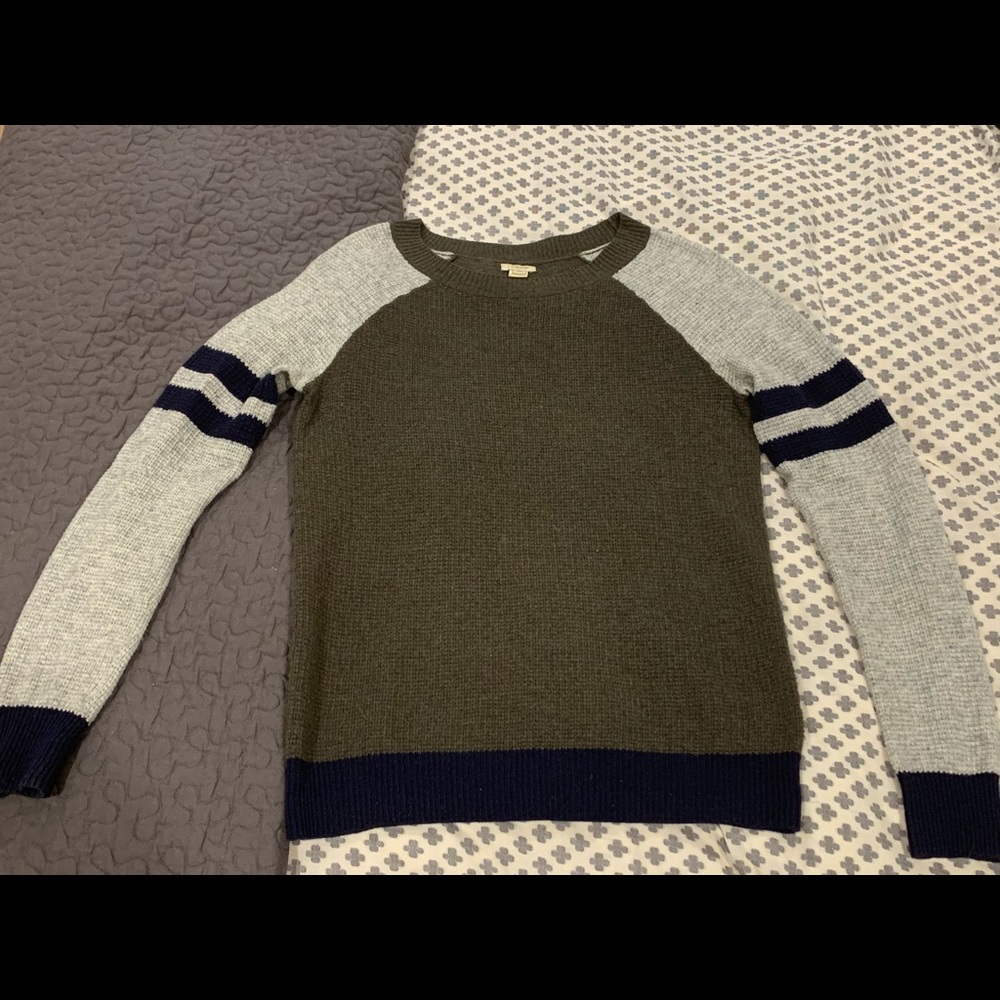 JCrew Merino Varsity Stripe Green Sweater Women XS